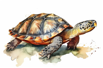 Obraz premium Watercolor turtle illustration on white background
