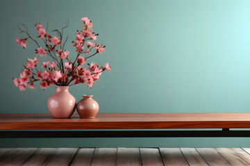 Product Photography, Wooden Table with Pastel Flower Decor