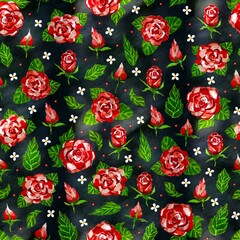 Seamless pattern with red roses 