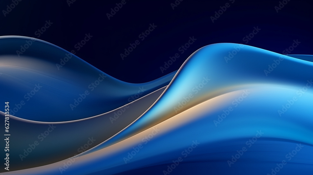 Poster Blue abstract background with wavy lines
