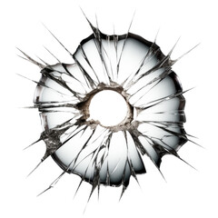 Bullet Hole On Glass Isolated on Transparent Background
