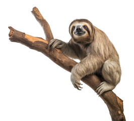 Sloth On Branch Isolated on Transparent Background
 - obrazy, fototapety, plakaty