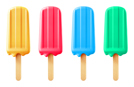 Popsicle Ice Cream Set Different Colors Isolated on Transparent Background
- Powered by Adobe