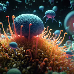 Naklejka premium Microscopic Organisms Created with Generative AI