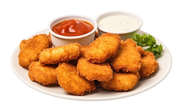Chicken Nuggets With Dipping Sauce Isolated on Transparent Background
