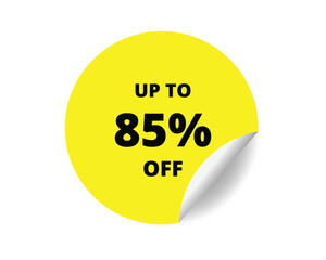 85% off round sticker sign. 85% off circle sticker banner, badge symbol vector illustration