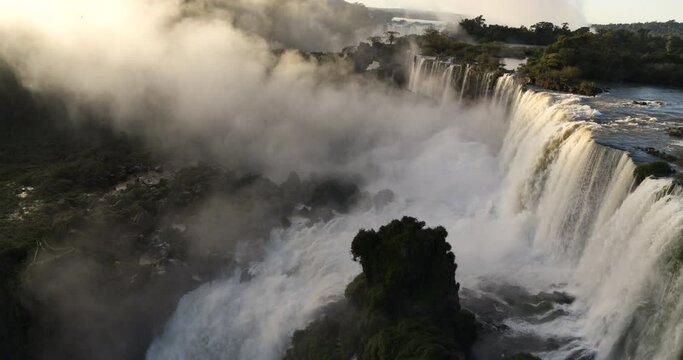 Stunning waterfall in Rainforest - Iguazu Falls - Arial