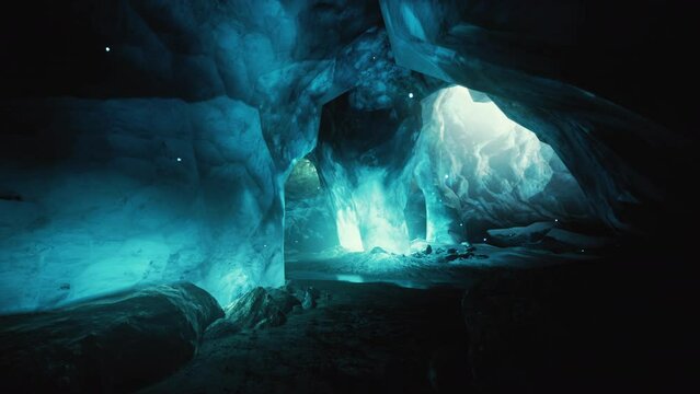 Entrance of an ice cave inside glacier in southern Iceland