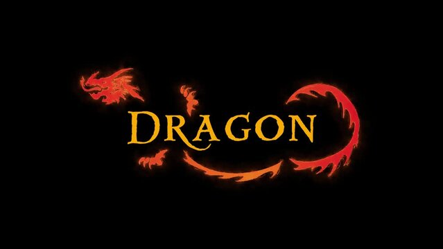Fiery dragon made of letters