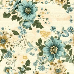 Vintage flower and scrapbooking papers pattern