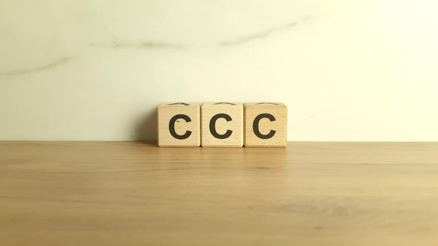 CCC abbreviation from wooden blocks. Civilian Conservation Corps acronym
