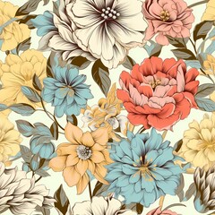 Vintage flower and scrapbooking papers pattern