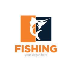 Fishing Logo Design Vector Illustration