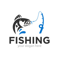Fishing Logo Design Vector Illustration
