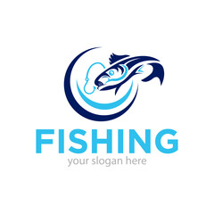 Fishing Logo Design Vector Illustration
