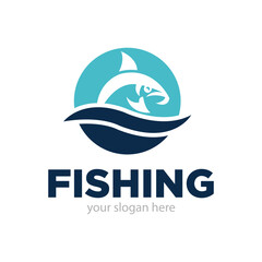 Fishing Logo Design Vector Illustration