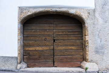 old wooden door of a peasant house