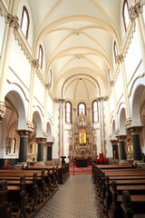 Fototapeta na wymiar Interior of Budapest Heart of Jesus Church in Budapest, Hungary