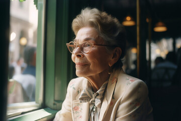 An old woman sits by the window 1