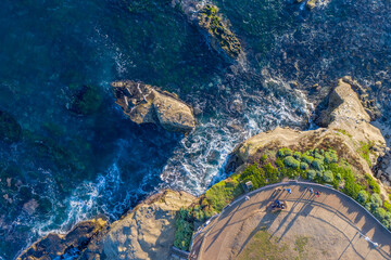 Topdown aerial shot of La Jolla shore, California. 