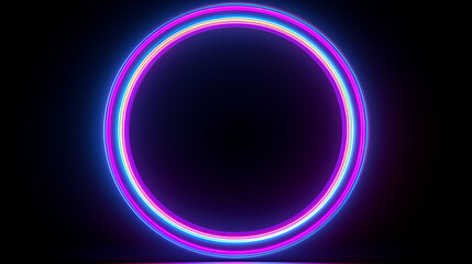 Obraz premium A vibrant neon light circle on a dark background