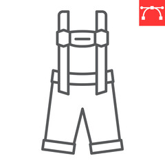 Lederhosen line icon, oktoberfest and clothing, festival costume vector icon, traditional pants vector graphics, editable stroke outline sign, eps 10.