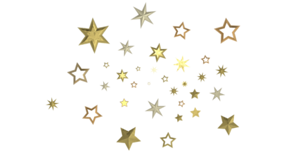 XMAS Stars - A gray whirlwind of golden snowflakes and stars. New