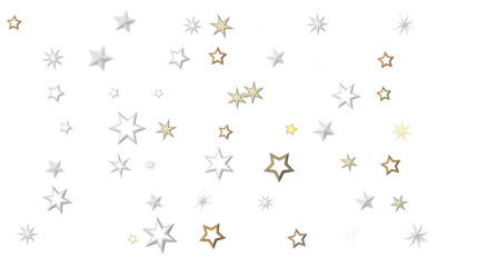 XMAS Banner with golden decoration. Festive border with falling glitter dust and stars.