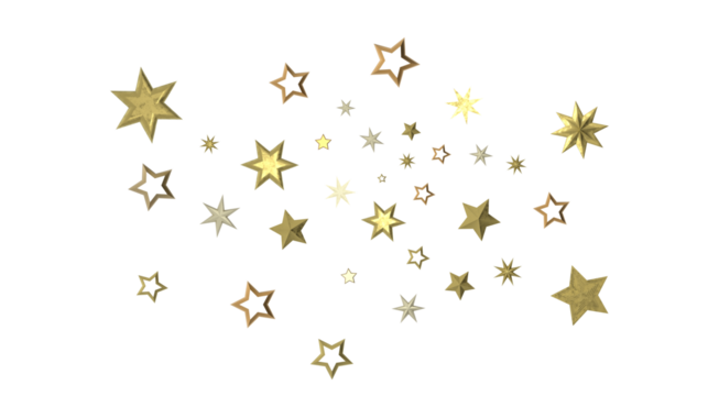 Stars - Banner with golden decoration. Festive border with falling glitter dust and stars.