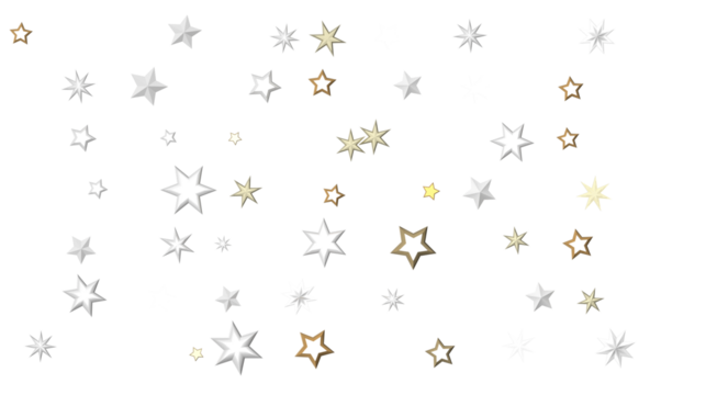 XMAS Banner with golden decoration. Festive border with falling glitter dust and stars.