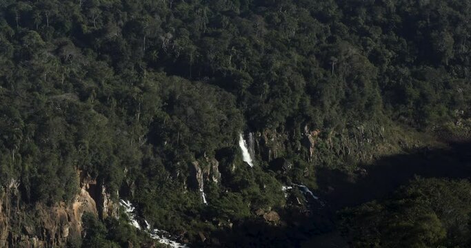 Stunning waterfall in Rainforest - Iguazu Falls - Arial