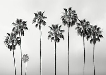 Fototapeta premium Minimalistic image of majestic Palm Trees Against the Clear Blue Sky. Generative Ai