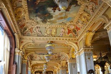Interior of vintage famous New York Cafe in Budapest, Hungary