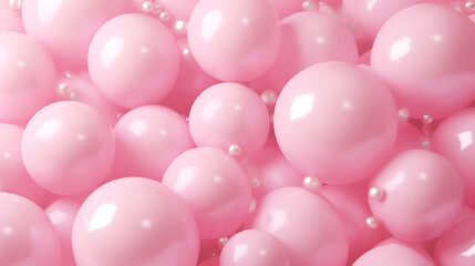 A vibrant display of pink balloons adorned with delicate pearls