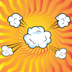 Colorful Comic book, Cartoon comic background with various speech bubbles, symbols, pop-art style and sound effect and  style Rays, radial, halftone, dotted effect colored Halftone Backgrounds