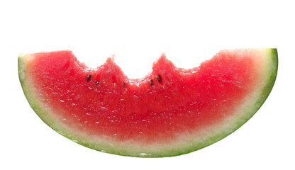 Fresh bitten watermelon slice isolated on white 