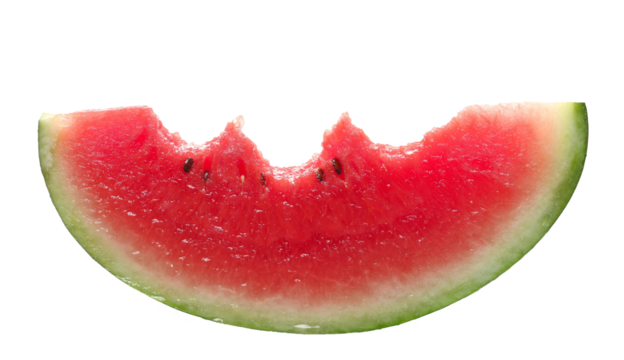 Fresh bitten watermelon slice isolated on white 