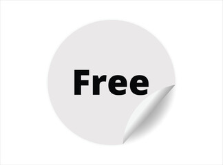 Free round sticker sign. Free circle sticker banner, badge symbol vector illustration.