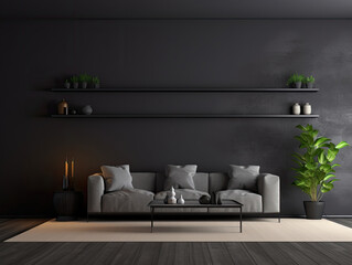 Home interior modern dark living room