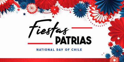 Chile Independence Day. Happy National Holiday Fiestas Patrias. September 18 Background Design.