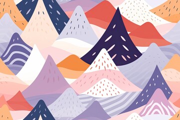 Mountains in winter themed seamless repeating pattern
