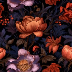 Fototapeta premium a black background with purple flowers