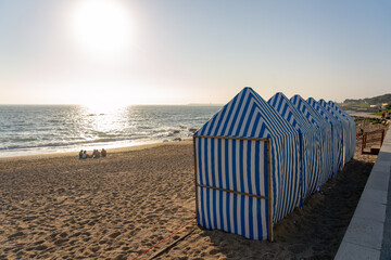 Beautiful clean Porto sandy matosinhos beach with people in Porto Portugal