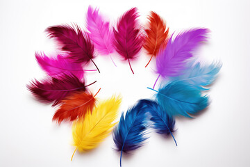 farbige Federn angeordnet