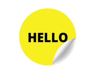 Hello round sticker sign. Hello circle sticker banner, badge symbol vector illustration.
