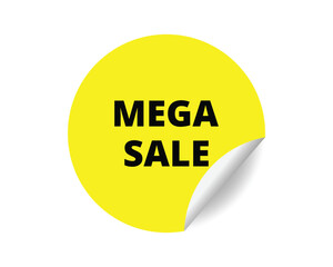 Mega Sale round sticker sign. Mega Sale circle sticker banner, badge symbol vector illustration.