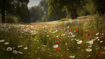 A flower meadow in spring