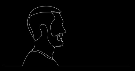 continuous line drawing vector illustration with FULLY EDITABLE STROKE of regular person diverse people user profile concept on black background