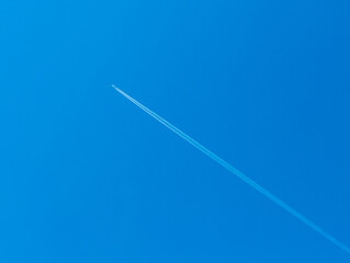 Beautiful blue of the sky. Birds, planes