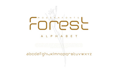 Forest Abstract Fashion font alphabet. Minimal modern urban fonts for logo, brand etc. Typography typeface uppercase lowercase and number. vector illustration